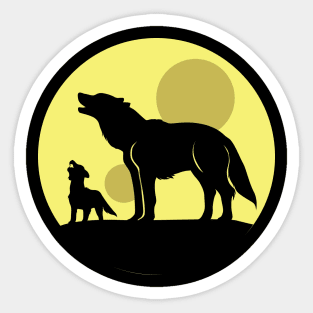 Mother and Wolf Pup Sticker